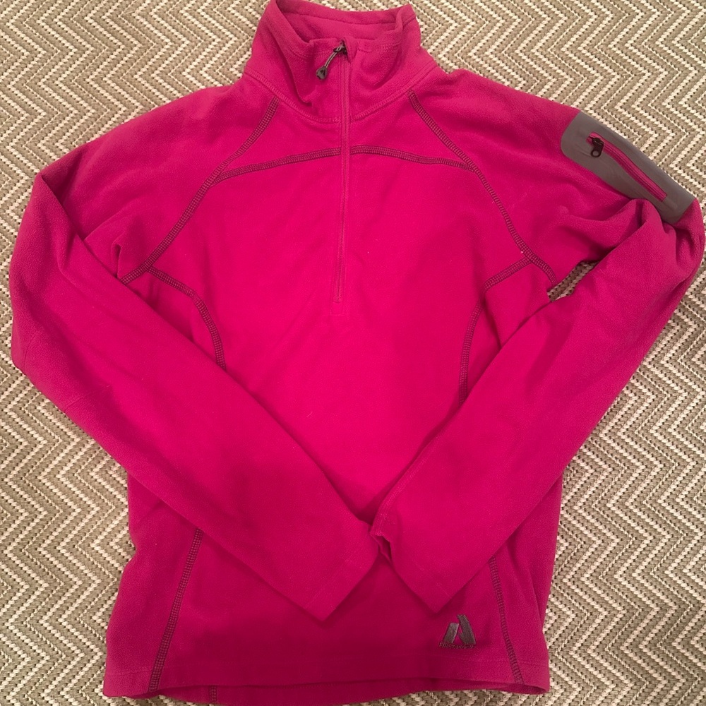 Eddie Bauer EUC First Ascent XS 1/2 Zip Bright Pink Pullover Fleece Sweatshirt
